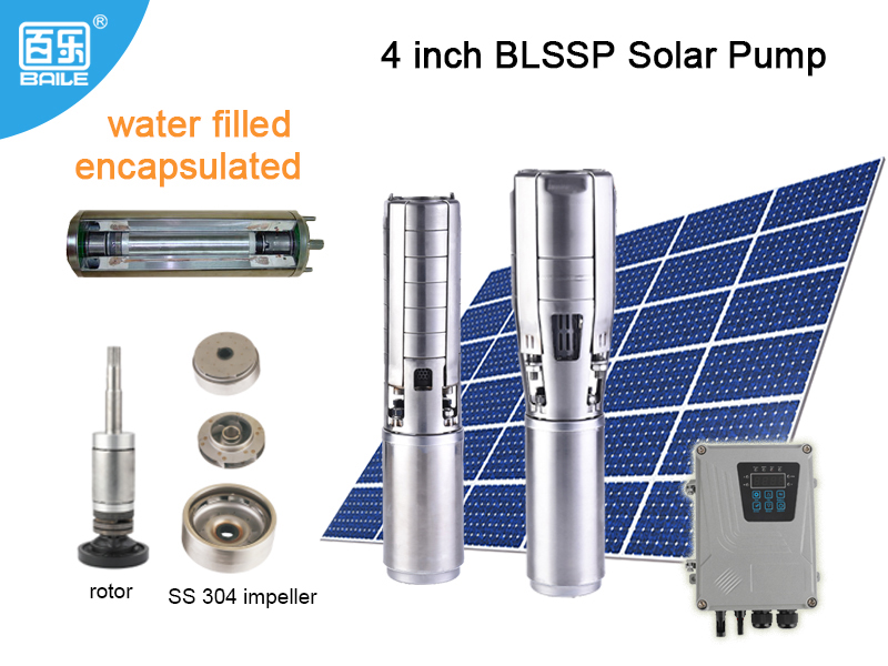 4" DC Solar Water Pump (Encapsulated Submersible Motor, SS304 Impeller), BLSSP 